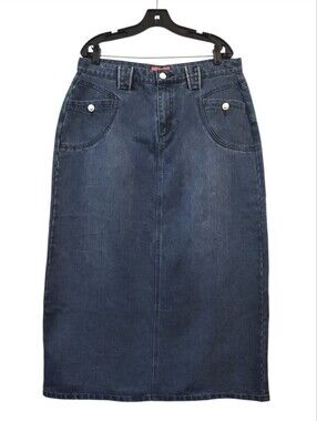 Style J High-Rise Indigo Denim Maxi Skirt Women Size 16